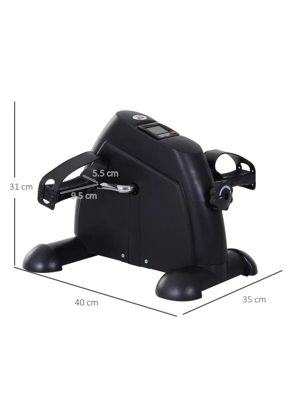 HOMCOM Mini Exercise Bike Portable Pedal Manual Machine Indoor Fitness Black - One Size Image 3