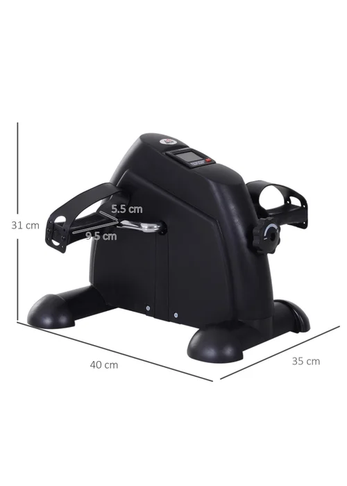 HOMCOM Mini Exercise Bike Portable Pedal Manual Machine Indoor Fitness Black - One Size Image 3