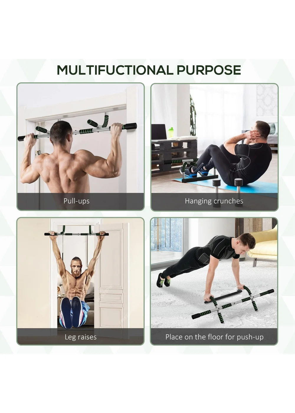 HOMCOM Indoor Fitness Door Horizontal Bar Pull-ups Home Gym Upper Body Workout - One Size Image 4