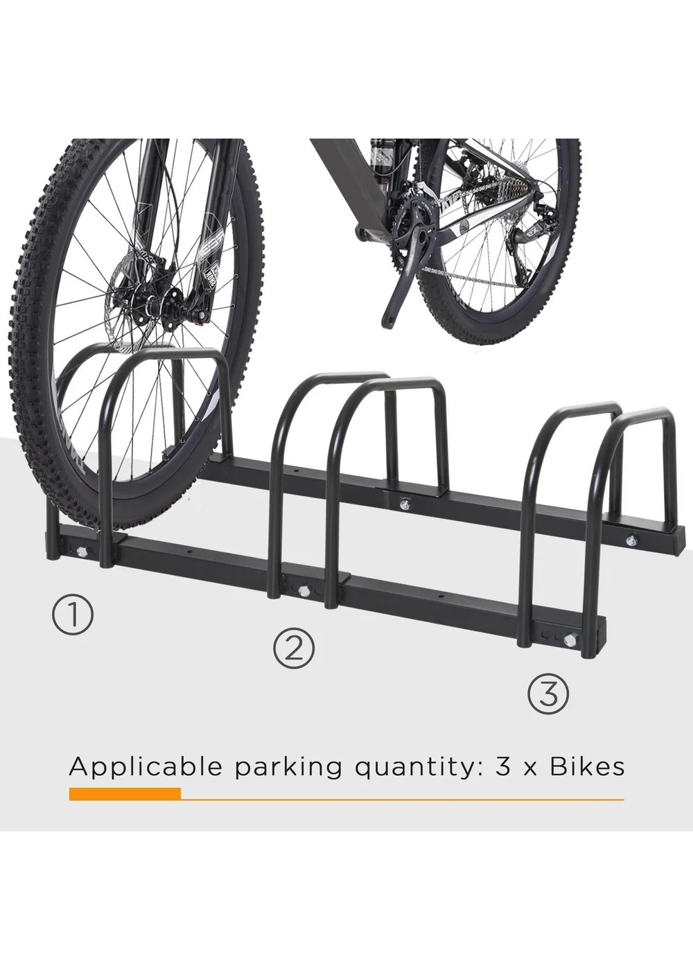 HOMCOM Bike Parking Rack Bicycle Locking Storage Stand for 3 Cycling Black - One Size Image 4