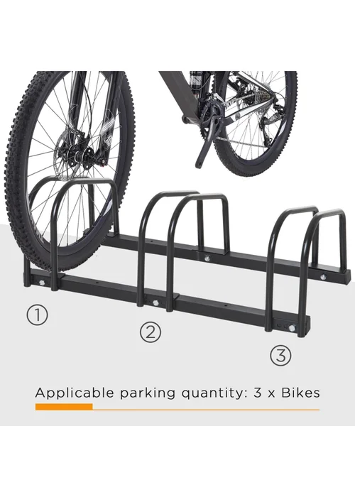 HOMCOM Bike Parking Rack Bicycle Locking Storage Stand for 3 Cycling Black - One Size Image 4