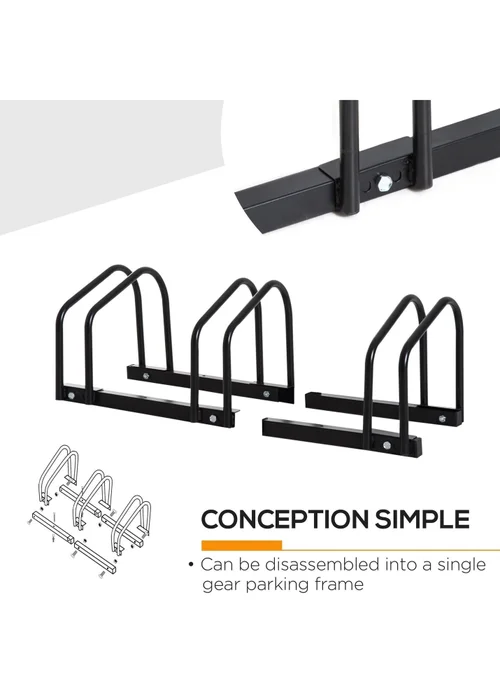 HOMCOM Bike Parking Rack Bicycle Locking Storage Stand for 3 Cycling Black - One Size Image 5