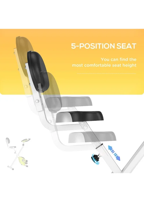 HOMCOM Yellow Magnetic Resistance Exercise Bike Foldable LCD Adjustable Seat - One Size Image 4
