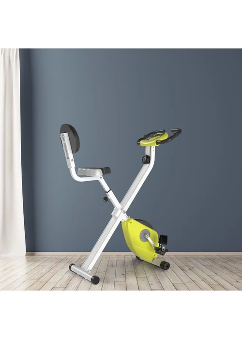HOMCOM Yellow Magnetic Resistance Exercise Bike Foldable LCD Adjustable Seat - One Size Image 1