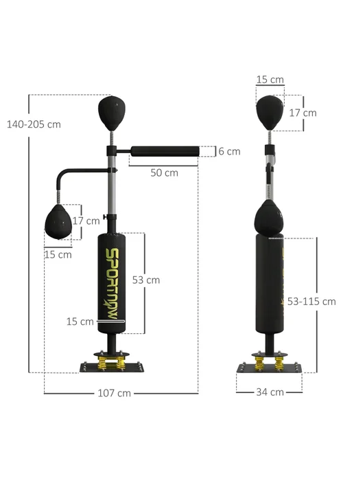 SPORTNOW Boxing Bag Freestanding Punching Bag with Reflex Bar Speed Balls - One Size Image 3