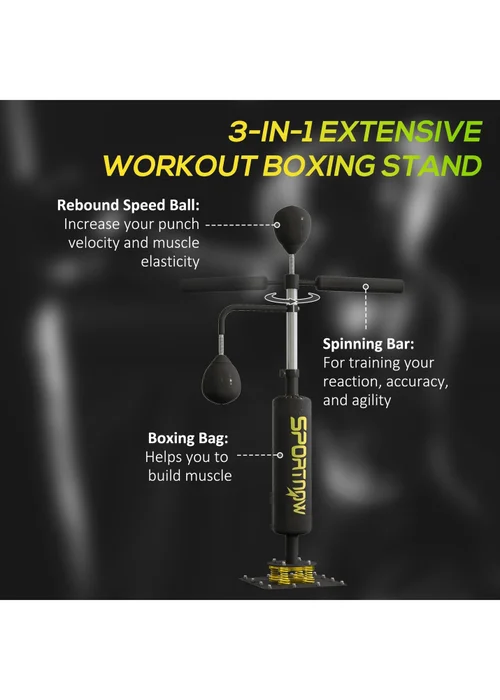 SPORTNOW Boxing Bag Freestanding Punching Bag with Reflex Bar Speed Balls - One Size Image 4