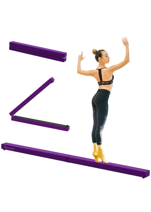 HOMCOM Balance Beam Trainer Fold Performance Gymnastics Suede Home - One Size Image 2