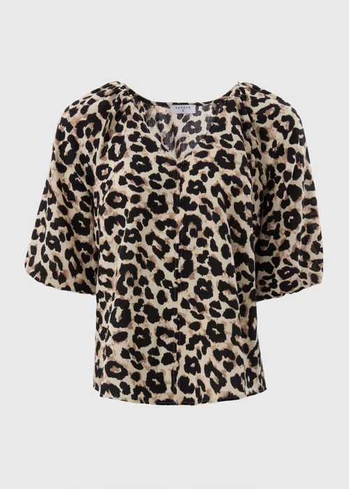 Brown Leopard Print Tea Blouse - 8 Image 4