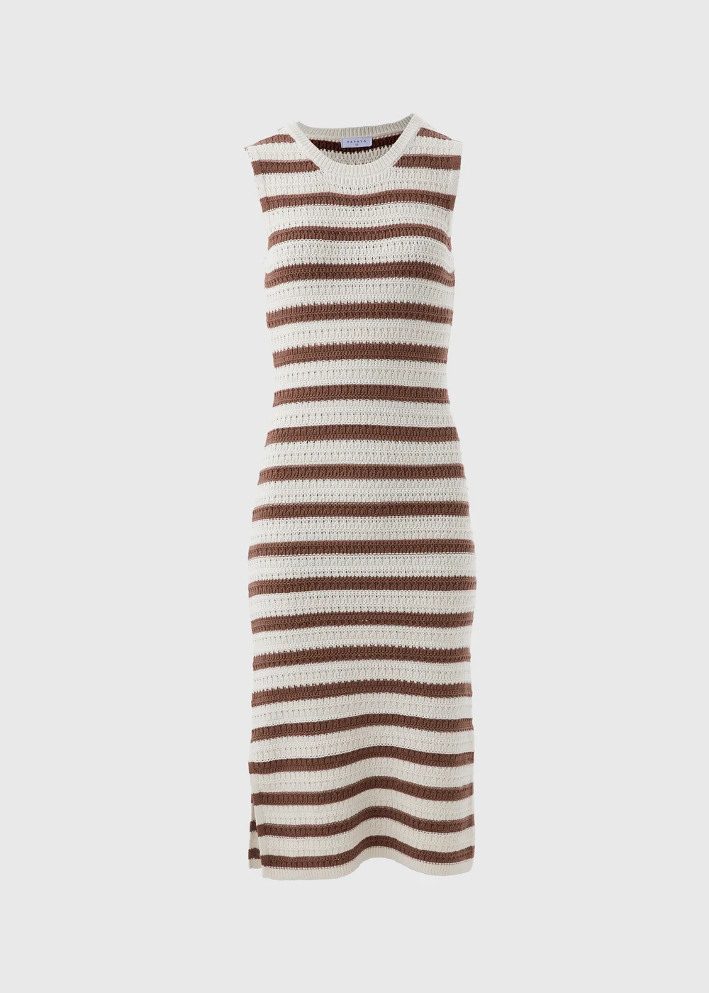 Brown Crochet Stripe Midi Dress - 8 Image 4
