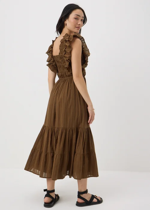 Brown Frill Midi Dress - 8 Image 2