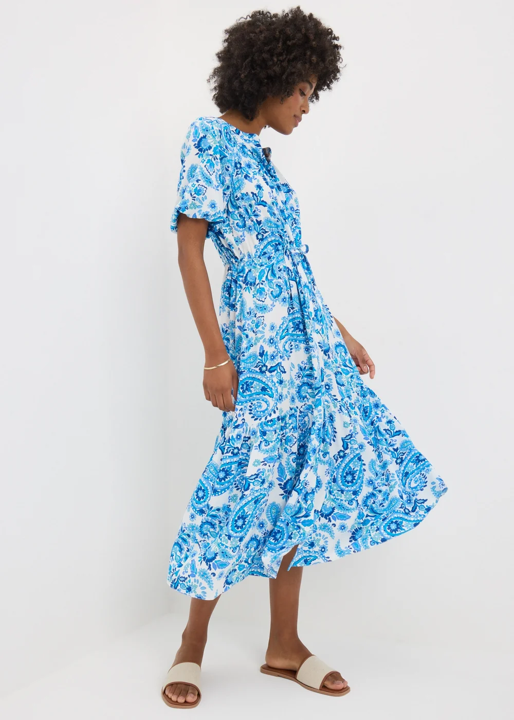 Blue Paisley Raglan Shirt Dress - Size 8 | Matalan Blue Paisley Raglan Shirt Dress - Size 8 | Matalan