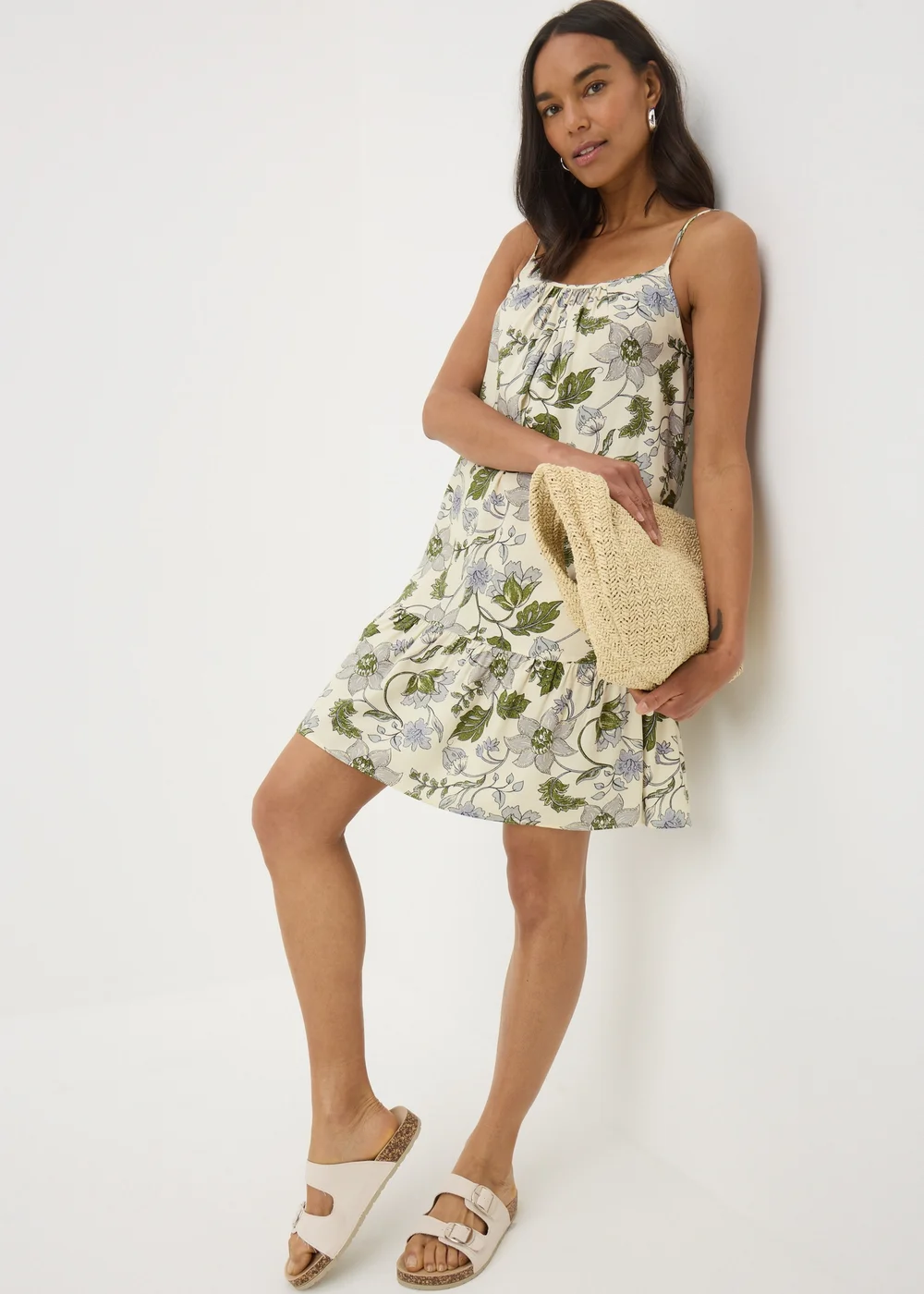 Cream Floral Mini Cami Dress - 8 Image 3