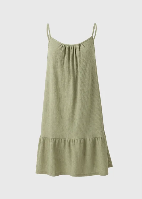 Sage Green Crinkle Mini Cami Dress - 8 Image 3