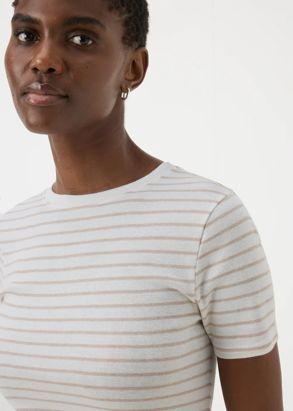 Oatmeal Stripe Fitted T-Shirt - 8 Image 3