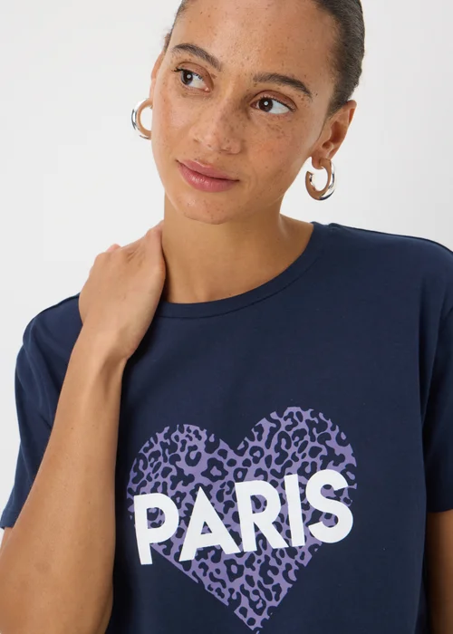 Navy Paris Animal Heart T-Shirt - S Image 1