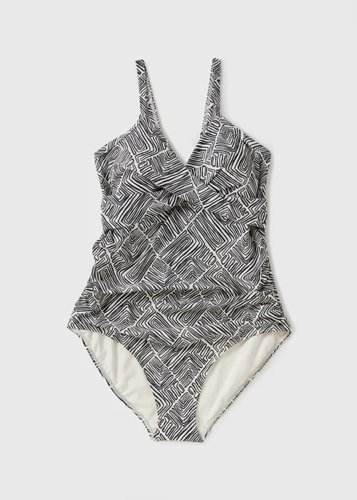Black & White Abstract Shapewear Swimsuit - 10 Image 3
