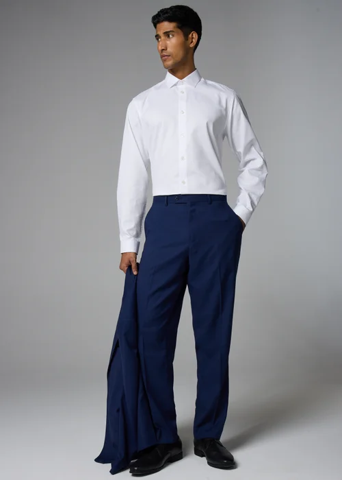 Taylor & Wright White Herringbone Regular Fit Shirt - S Image 2