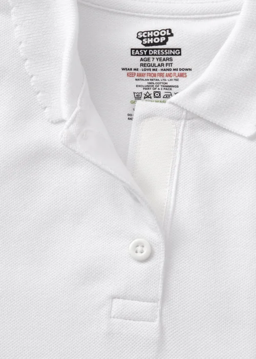 2 Pack Girls White Easy Dressing Polo Shirts (3-13yrs) - 5 Yrs Image 2