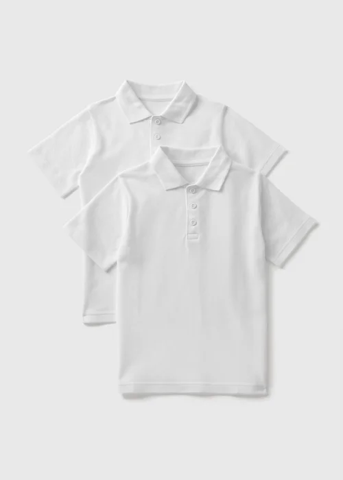 2 Pack Kids White Easy Dressing Polo Shirts (4-12yrs) - 3 Yrs Image 1