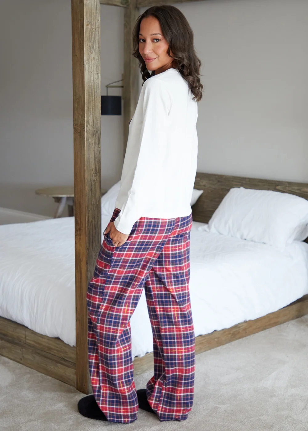 Threadbare Navy Cotton Long Sleeve Pyjama Set - Size 8 Image 2