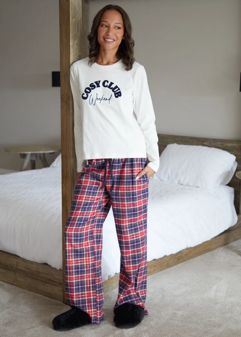 Threadbare Navy Cotton Long Sleeve Pyjama Set - Size 8 Image 4