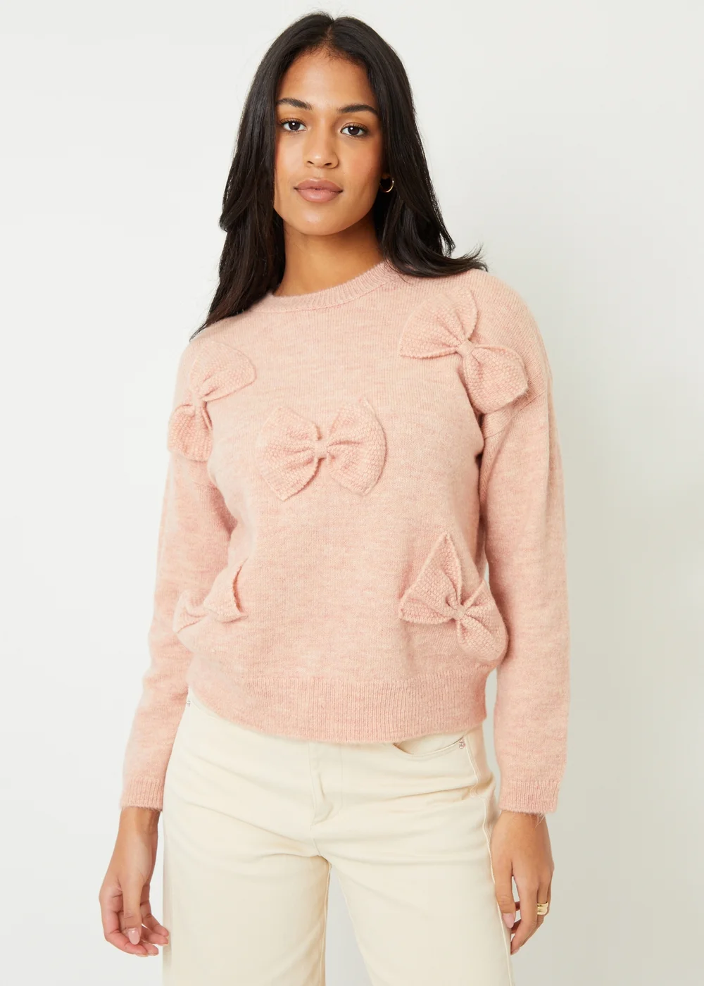 Threadbare Pink Bow Applique Knitted Jumper - 8 Image 4
