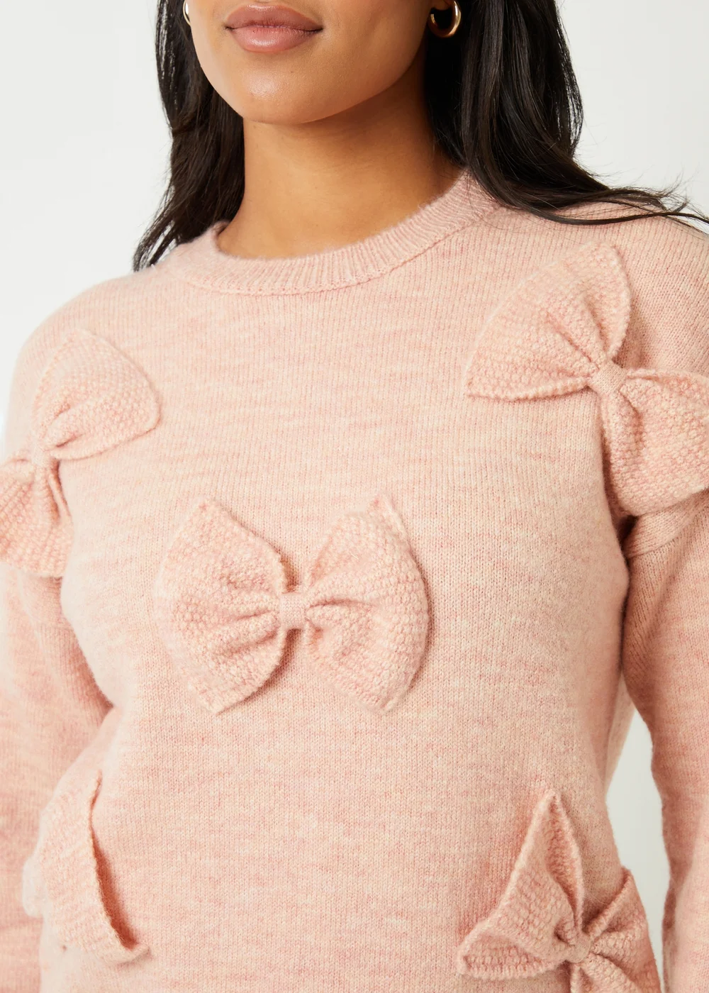 Threadbare Pink Bow Applique Knitted Jumper - 8 Image 3