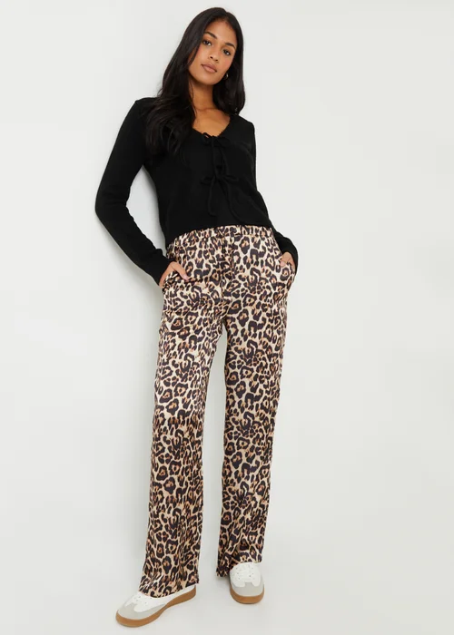 Threadbare Brown Wide Leg Satin Trousers - 8 Image 4