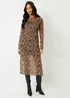 Threadbare Brown Printed Mesh Long Sleeve Maxi Dress - 8 Image 4
