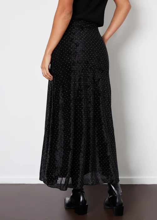 Threadbare Black Embellished Mesh Velvet Maxi Skirt - Size 12 Image 2