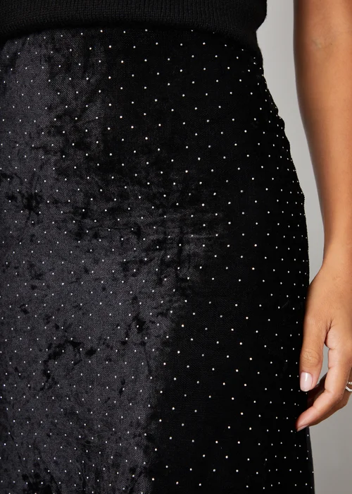 Threadbare Black Embellished Mesh Velvet Maxi Skirt - Size 12 Image 5