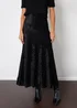 Threadbare Black Embellished Mesh Velvet Maxi Skirt - Size 12 Image 1