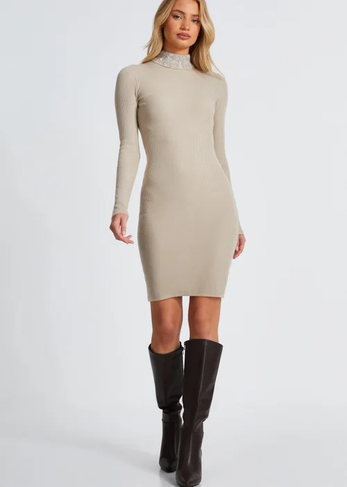 Quiz Stone Diamante Roll Neck Dress - S Image 1