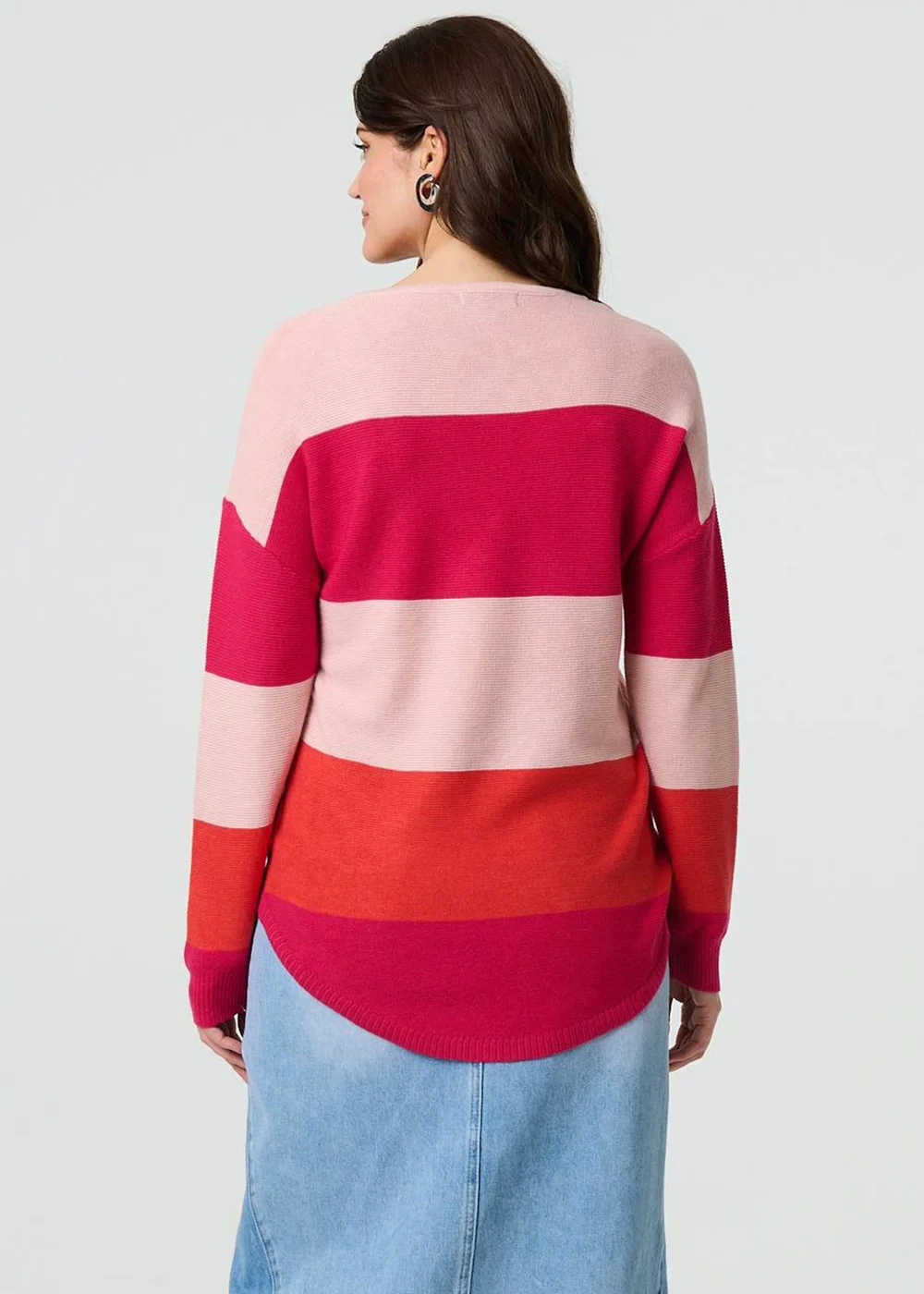 Izabel London Pink Striped Relaxed Knit Pullover - 8 Image 2