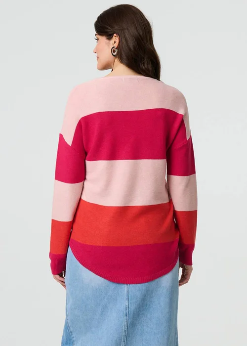 Izabel London Pink Striped Relaxed Knit Pullover - 8 Image 2