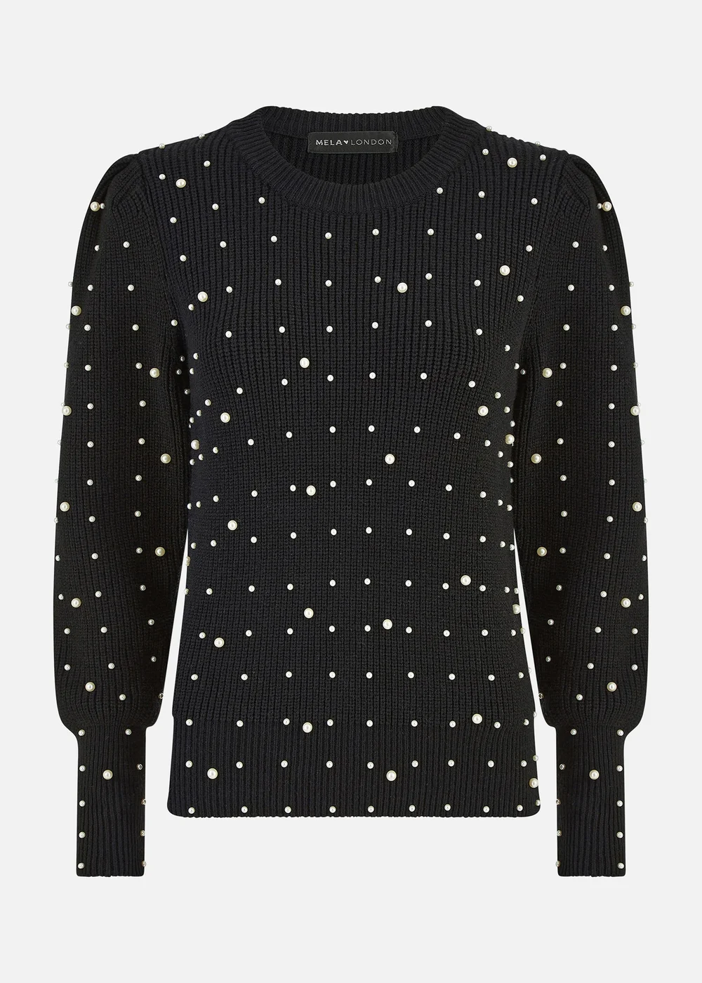 Yumi Black All Over Pearl Knitted Jumper - S Image 3