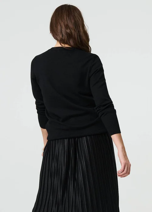 Izabel London Black Floral Gemstone Embellished Jumper - 8 Image 2
