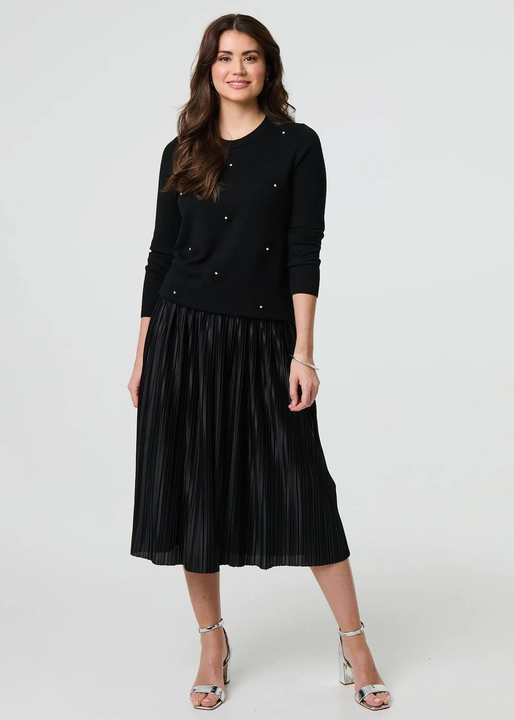 Izabel London Black Floral Gemstone Embellished Jumper - 8 Image 4