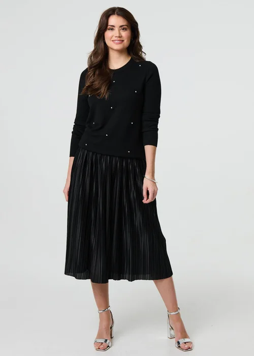Izabel London Black Floral Gemstone Embellished Jumper - 8 Image 4