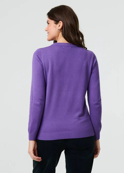 Izabel London Purple Floral Gemstone Embellished Jumper - 8 Image 2
