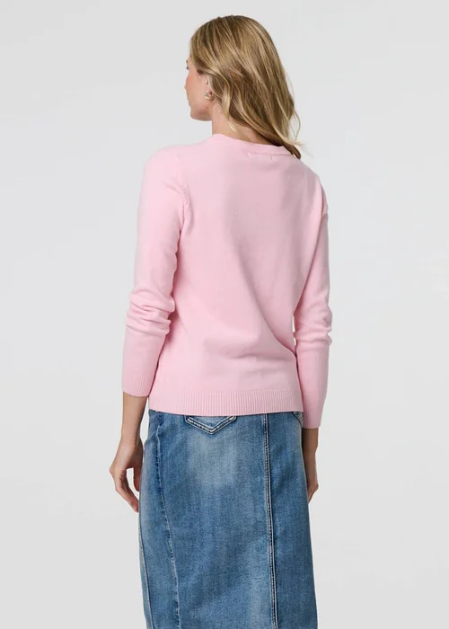 Izabel London Light Pink Floral Gemstone Embellished Jumper - 8 Image 2
