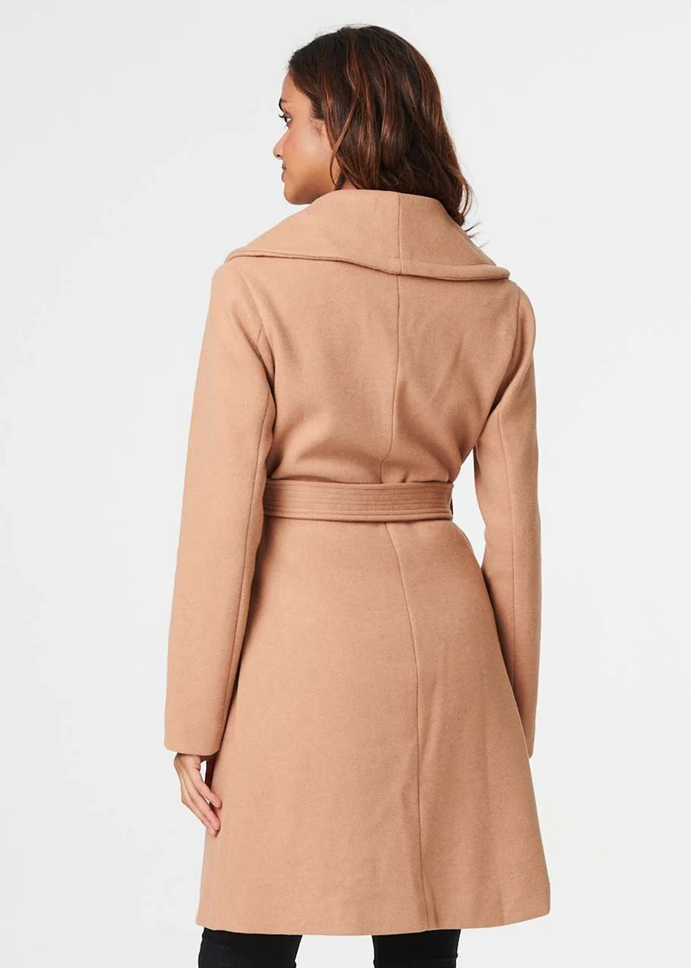 Izabel London Brown Wrap Front Tie Waist Coat - Size 8 Image 2
