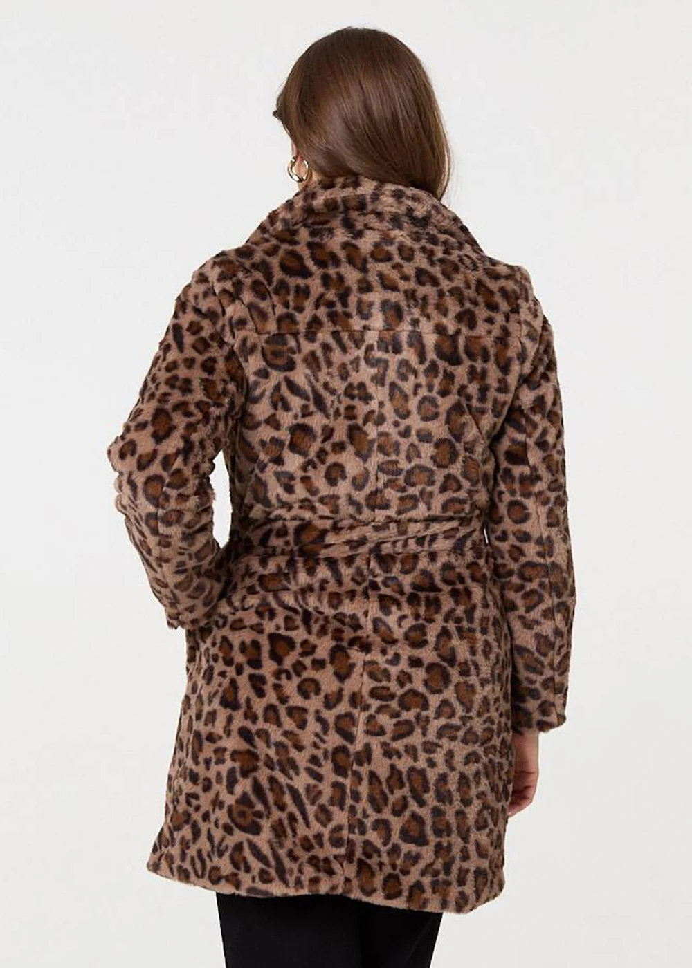 Izabel London Beige Animal Print Faux Fur Tie Waist Jacket - 8 Image 2