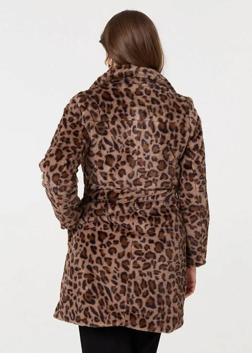 Izabel London Beige Animal Print Faux Fur Tie Waist Jacket - 8 Image 2