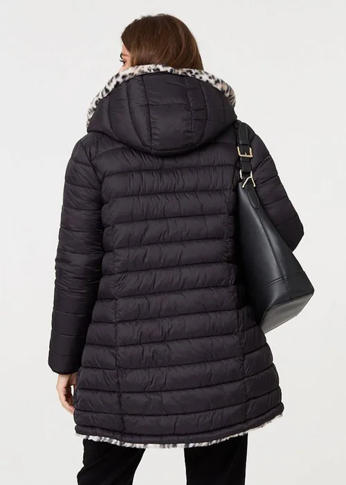 Izabel London Black Reversible Animal Print Puffer Jacket - 8 Image 2