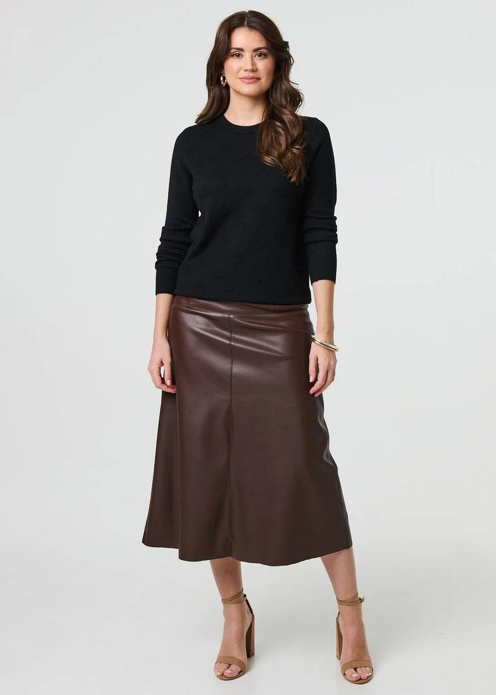 Izabel London Black Embroidered Texture Long Sleeve Jumper - 8 Image 4