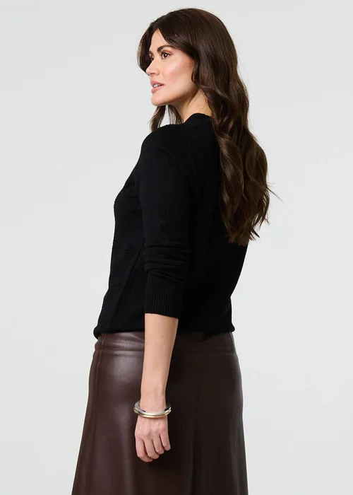 Izabel London Black Embroidered Texture Long Sleeve Jumper - 8 Image 2