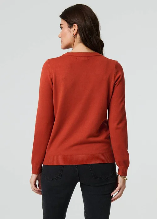 Izabel London Orange Embroidered Texture Long Sleeve Jumper - 8 Image 2
