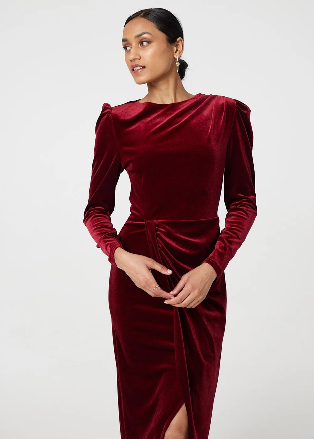 puff sleeve split hem midi dress Puff Sleeve Split Hem Midi Dress - Women's Formal & Casual Midi Dresses - White - Dresses