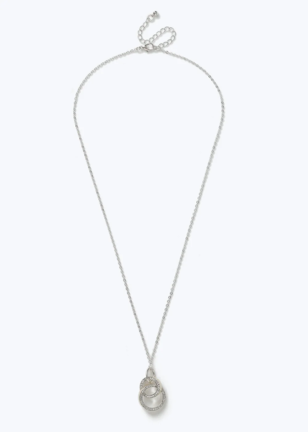 Muse Silver Pave Double Link Necklace - One Size Image 1
